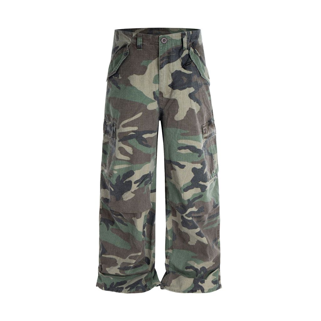 NW6J M65Washed Vintage Oversized Camouflage Pocket Cargo Pants Men's Trendy Loose Wide-Leg Trousers