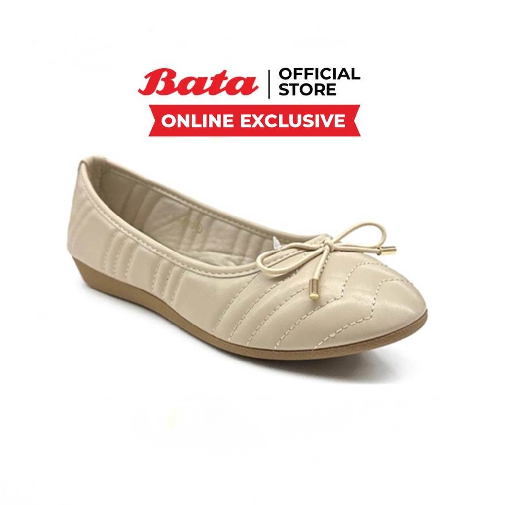 Online Exclusive Bata บาจา รองเท้าบัลเล่ต์แบบสวมสำหรับผู้หญิง รุ่น BANIKA สีบรอนซ์ 5800040 สีเขียว 5807040 สีดำ 5806040