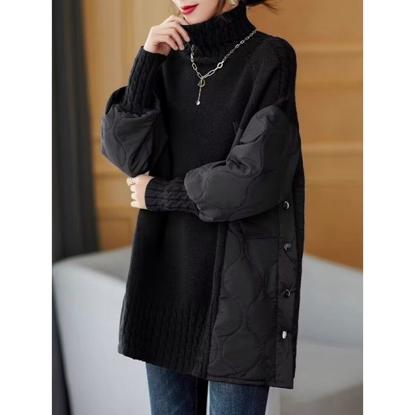 เสื้อ sweater สเวตเตอร์ sculptor sweater แจ็กเกตยุโรปสีกาแฟ แบบคอเต่า สำหรับผู้หญิง ทรงหลวม ใส่ได้นอ