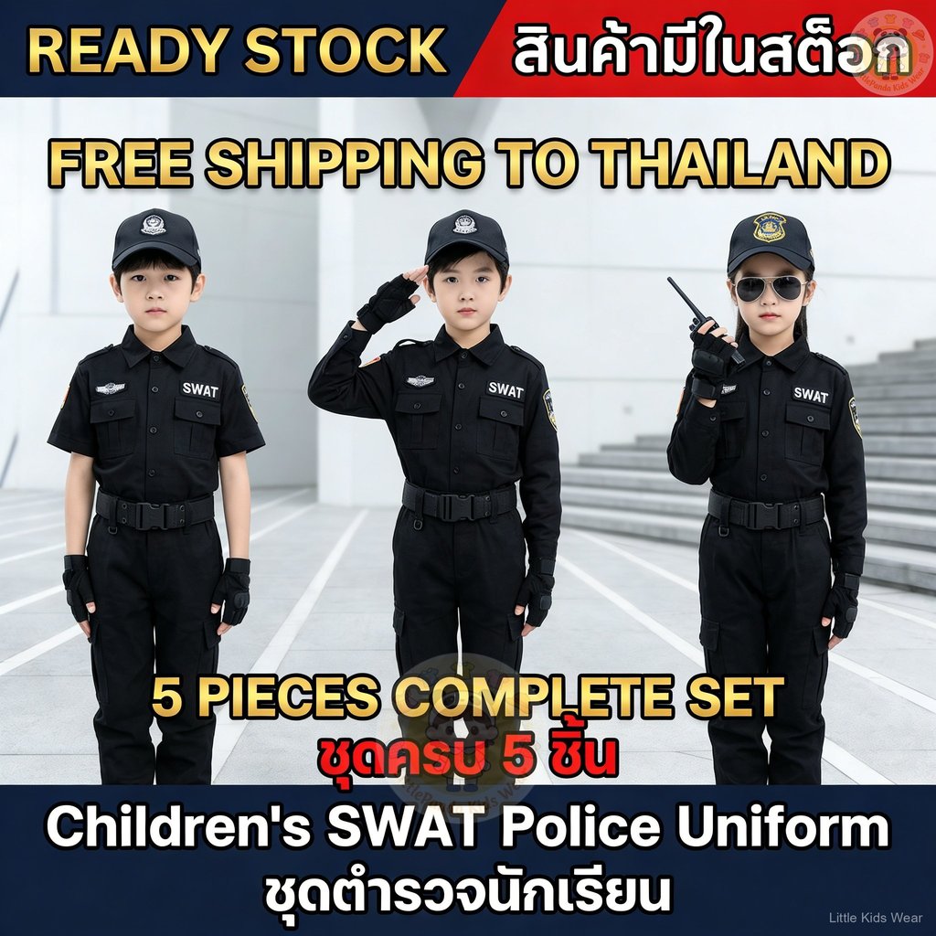 🔥🔥จัดส่งจากกรุงเทพ🔥🔥 หน่วยรบพิเศษ ชุดตำรวจเด็ก หน่วยคอมมานโด หน่วยจู่โจม ชุดอาชีพเด็ก เครื่องแบบตำรวจเด็ก
