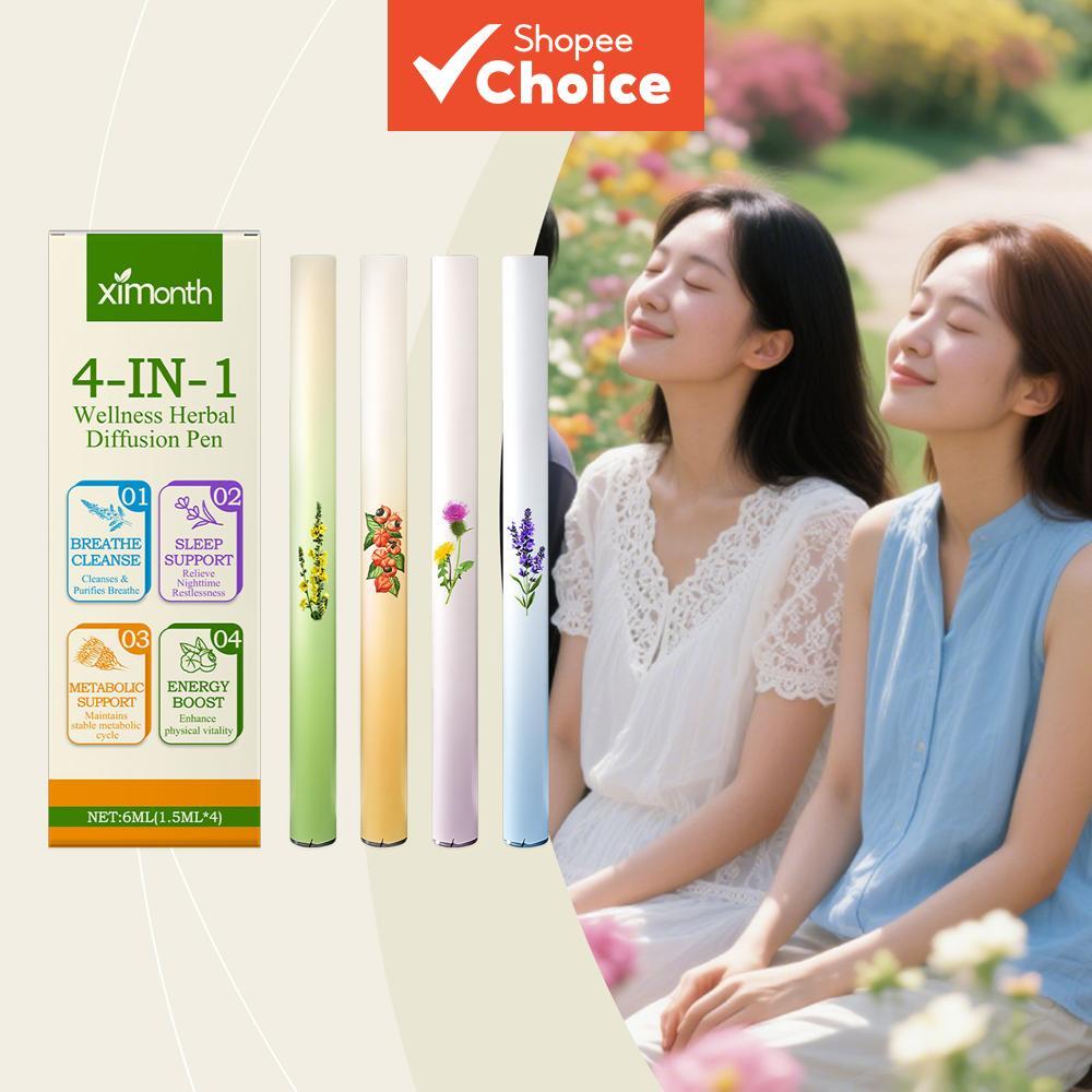 Ximonth Herbal Energy Stick สําหรับการสนับสนุนการนอนหลับและความเครียดบรรเทาธรรมชาติผ่อนคลาย 4 ชิ้น