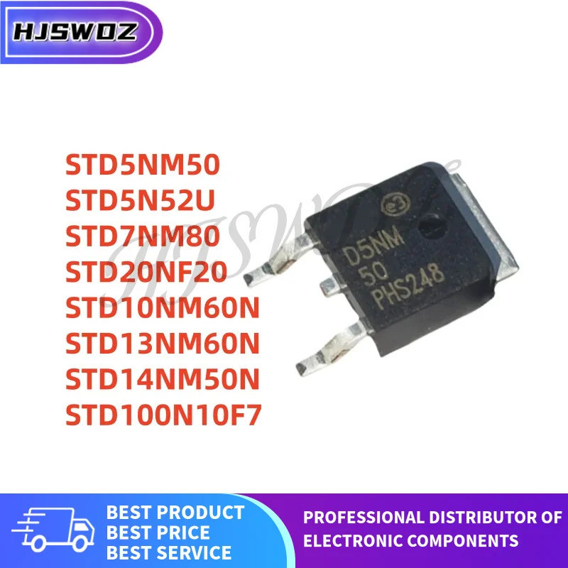 10 ชิ้น/ล็อต STD100N10F7 STD5NM50 STD5N52U STD7NM80 STD13NM60N STD14NM50N STD20NF20 TO-252 MOS In St