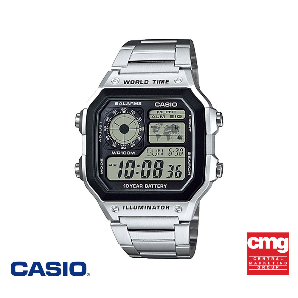 CASIO นาฬิกาข้อมือ CASIO รุ่น AE-1200WHD-1VDF วัสดุสเตนเลสสตีล สีเงิน