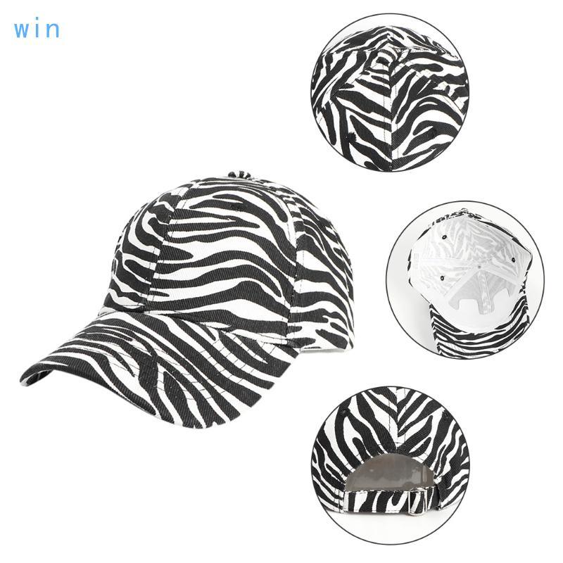 Win Unisex Harajuku Hip Hop Zebra Striped เบสบอลหมวกครีมกันแดดปรับพ่อหมวก