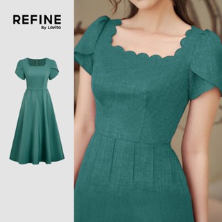 (Refine by Lovito)  เดรสผู้หญิงสีเขียวสําหรับฤดูใบไม้ผลิ/ฤดู…