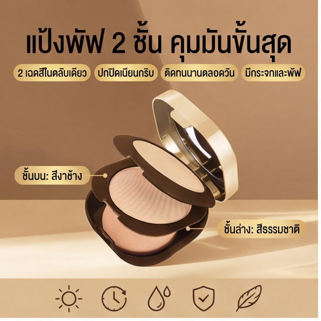✨KAQILI แป้งคู่ชั้น ปกปิด คุมมัน กันน้ำ ติดทนนาน ใช้แห้งเปียกได้✨