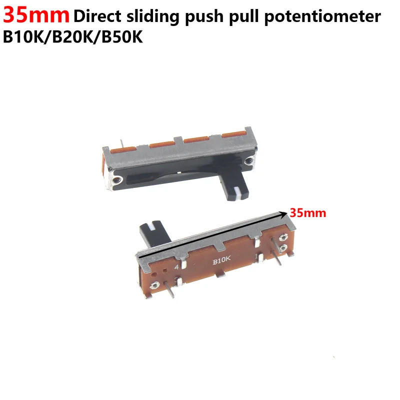 5PCS 3.5 ซม.B10K B50K B20K B200K K200K ความยาวเพลา 10 มม.โมโน 35 มม.ผสมเลื่อน potentiometer fader A1