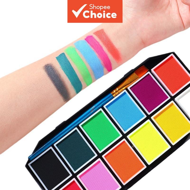 Color-12 World Cup Halloween Glitter Face Paint Easy-To-Wash ที่ละลายน้ําได้ Pigment สําหรับคริสต์มา