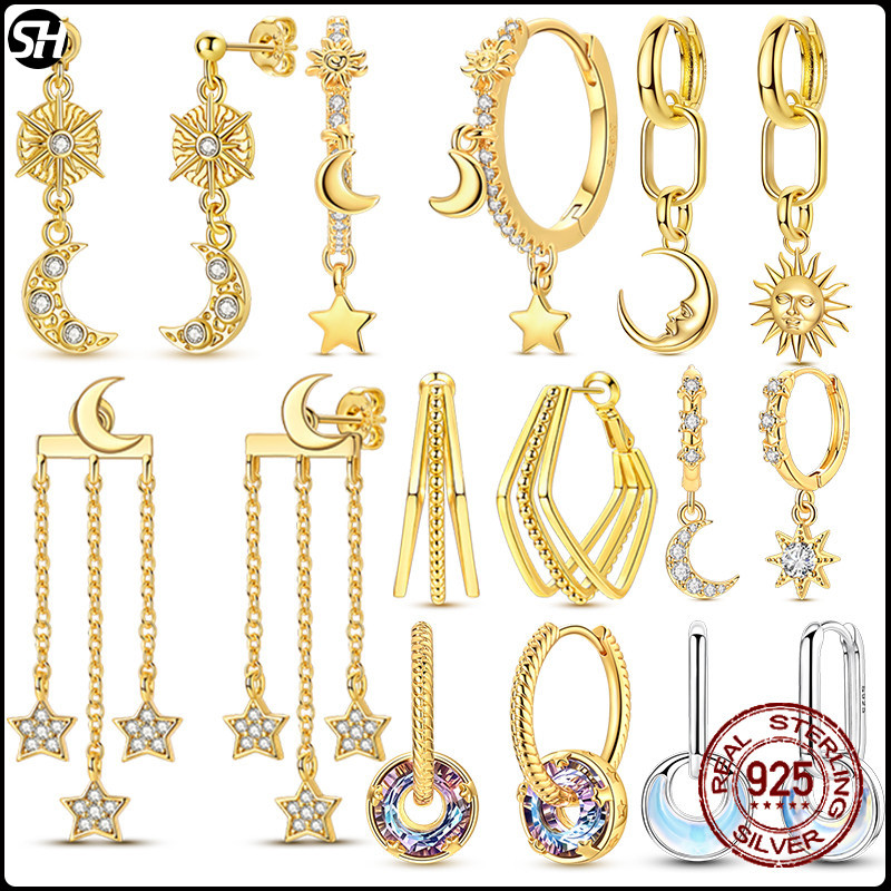 เครื่องประดับแฟชั่นเงินและทอง ออกแบบ Sun Moon Star กับคริสตัลซิทรีน เป็นของขวัญที่สวยงาม