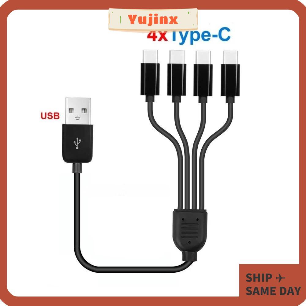 YUJINX สายเคเบิลข้อมูล USB, สายชาร์จ 5V หลายตัว, ทนทานชาร์จเร็ว 50 ซม. 4 พอร์ต USB C PD Splitter Cable สําหรับ // Android