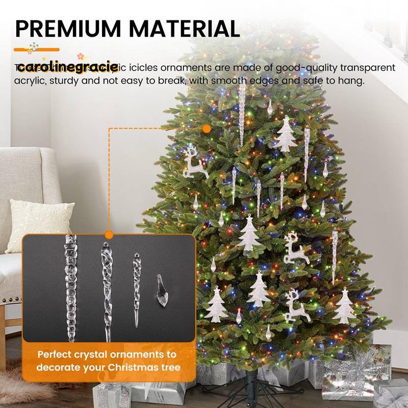 ต้นคริสต์มาสอะคริลิคใส Icicle เครื่องประดับคริสตัล Icicle Drop แขวนจี้สําหรับ Xmas ปีใหม่ตกแต่ง