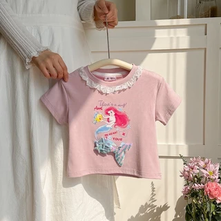 PRETTY BABY เสื้อยืดเด็ก เสื้อยืดคอกลม ลายการ์ตูน น้องนางเงือก 3D (2125)