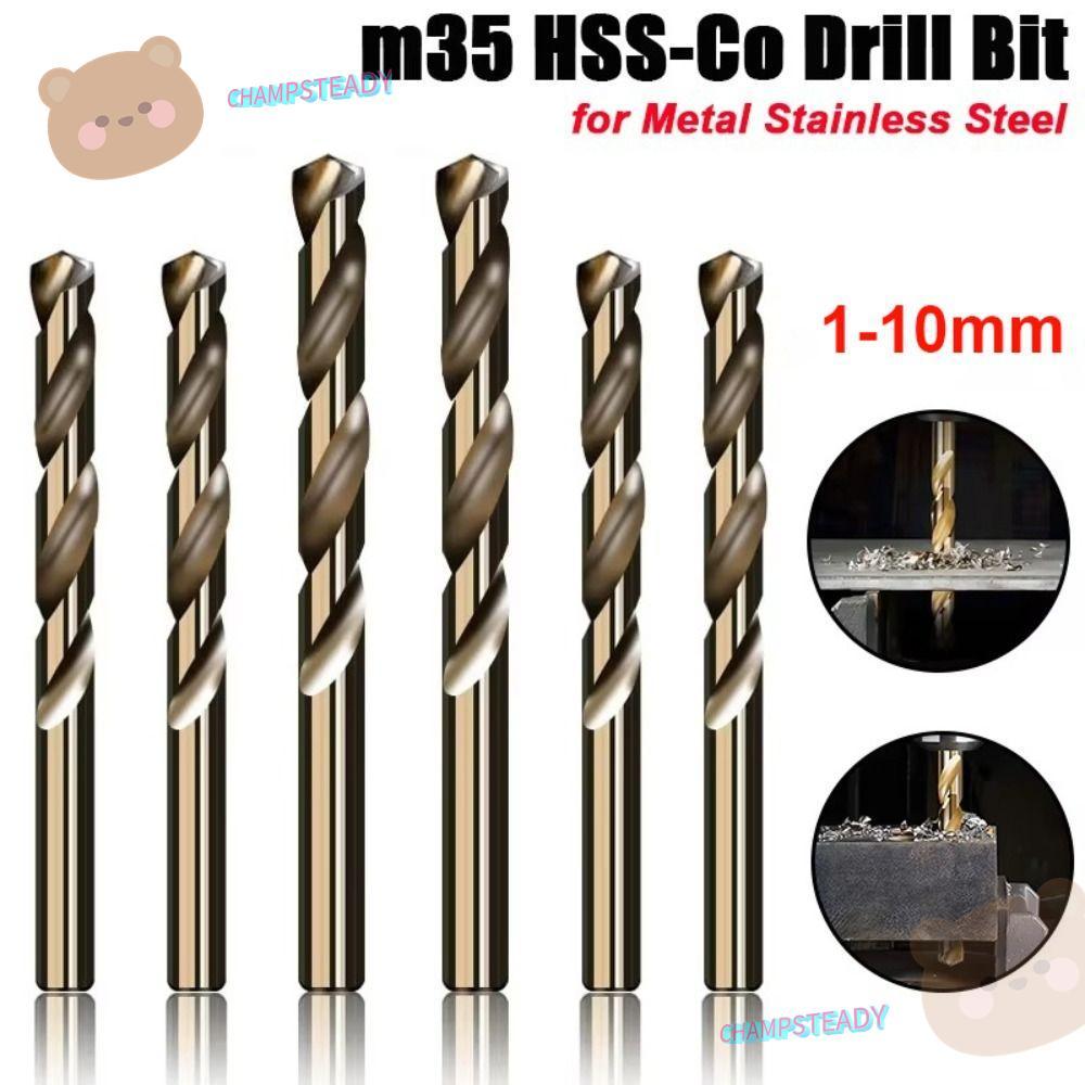 CHAMPSTEADY Twist Drill, M35 Cobalt Straight Drill Bit, Round Shank 1mm-10mm HSS Bit Metal