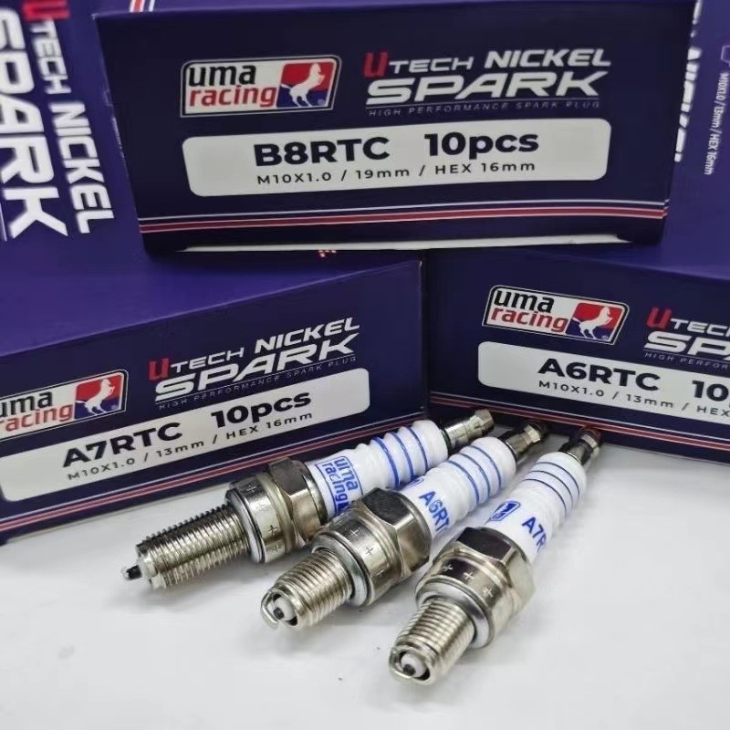 UMA RACING UTECH NICKEL SPARK PLUG STANDRAD เครื่องยนต์ใช้ A7RTC A6RTC B8RTC KRISS EX5 LC135 RS150 V