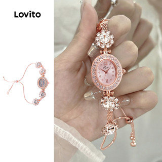 Lovito  นาฬิกาข้อมือควอตซ์เพชรแฟลชลําลอง LFA108294