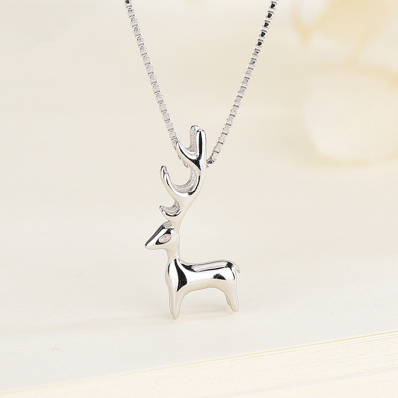 สร้อยคอมันวาวแบบสามมิติ elk Christmas Gift - เครื่องประดับเงินสเตอร์ลิง s925