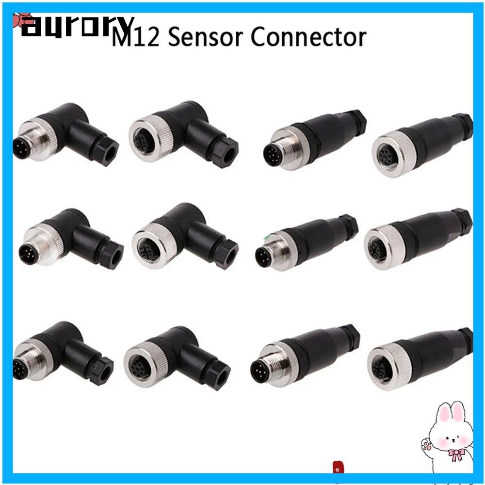 AURORY M12 Sensor Connector, ซ็อกเก็ตชายหญิง 4 5 8 Pin M12 ปลั๊กการบิน, M12 Sensor Cable Connector C