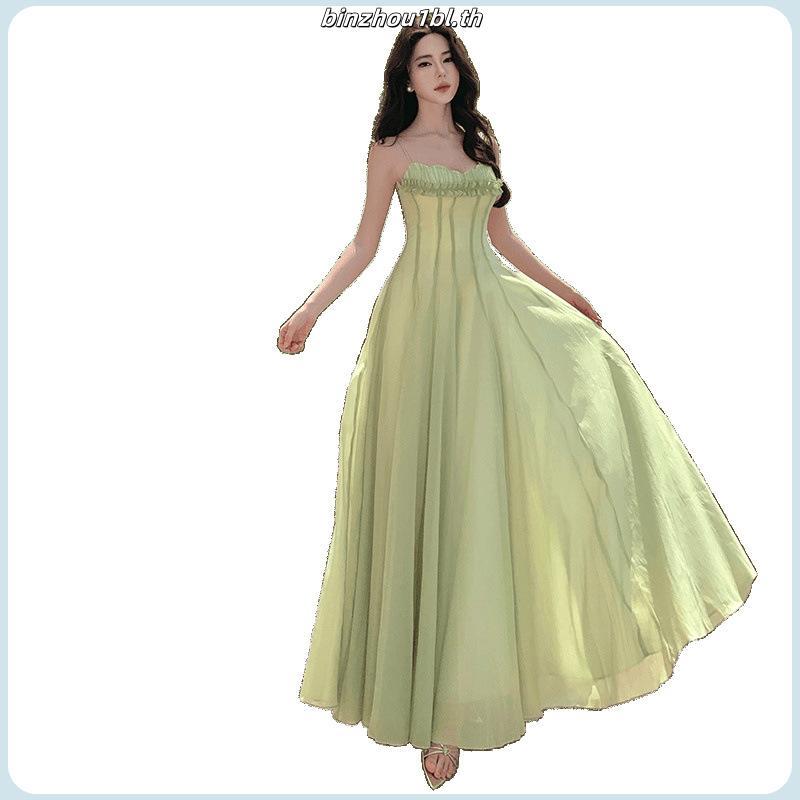 Wendystore182(Darika Dress)เดรสสายเดี่ยวยาวแคนดี้พรีเมียม
