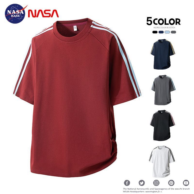 เสื้อยืดแขนสั้นผู้ชาย NAZA สไตล์อเมริกัน ผ้าไหมน้ำแข็ง ออกแบบเรียบง่าย เหมาะสำหรับหน้าร้อน