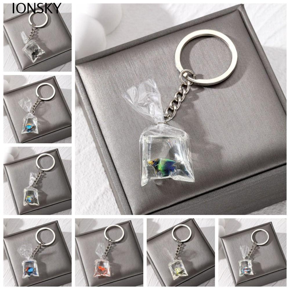 พวงกุญแจปลาทอง IONSKY, จี้ปลาเล็กปลาตลก, เครื่องประดับ Diy โปร่งใสน่ารักสร้างสรรค์ปลาทองน้ํา Kechain