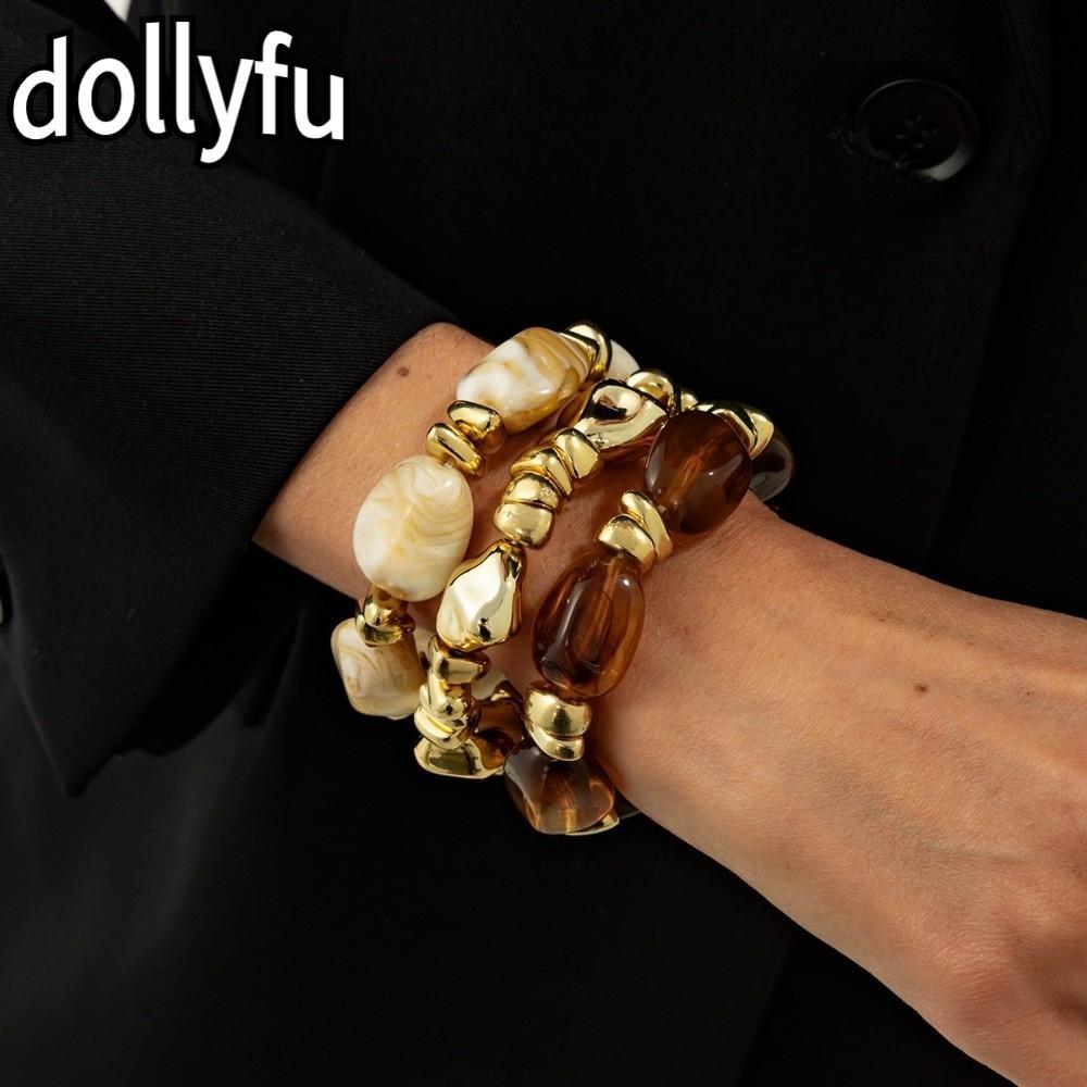 DOLLYFU สร้อยข้อมือลูกปัด แบบโบฮีเมียน 3 ชิ้นในเซ็ต แฟชั่นมือโซ่สำหรับผู้หญิง
