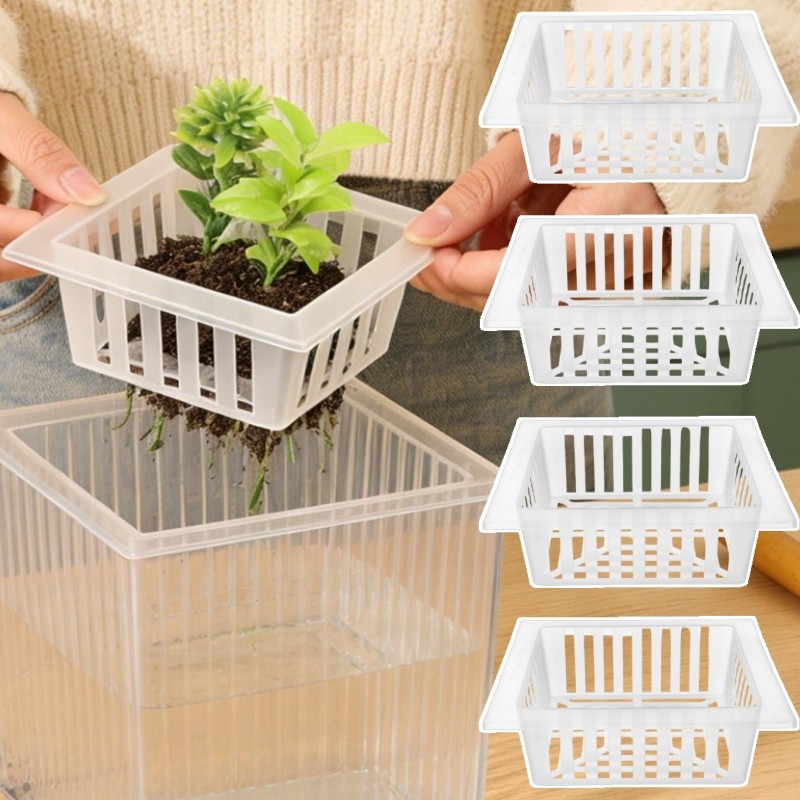 5-2 ชิ้น Square Plant Nursery Pot - ถาดปลูกพืช Hydroponic - ทิวลิปหลอดไฟตะกร้าปลูก - Root Fixator - 