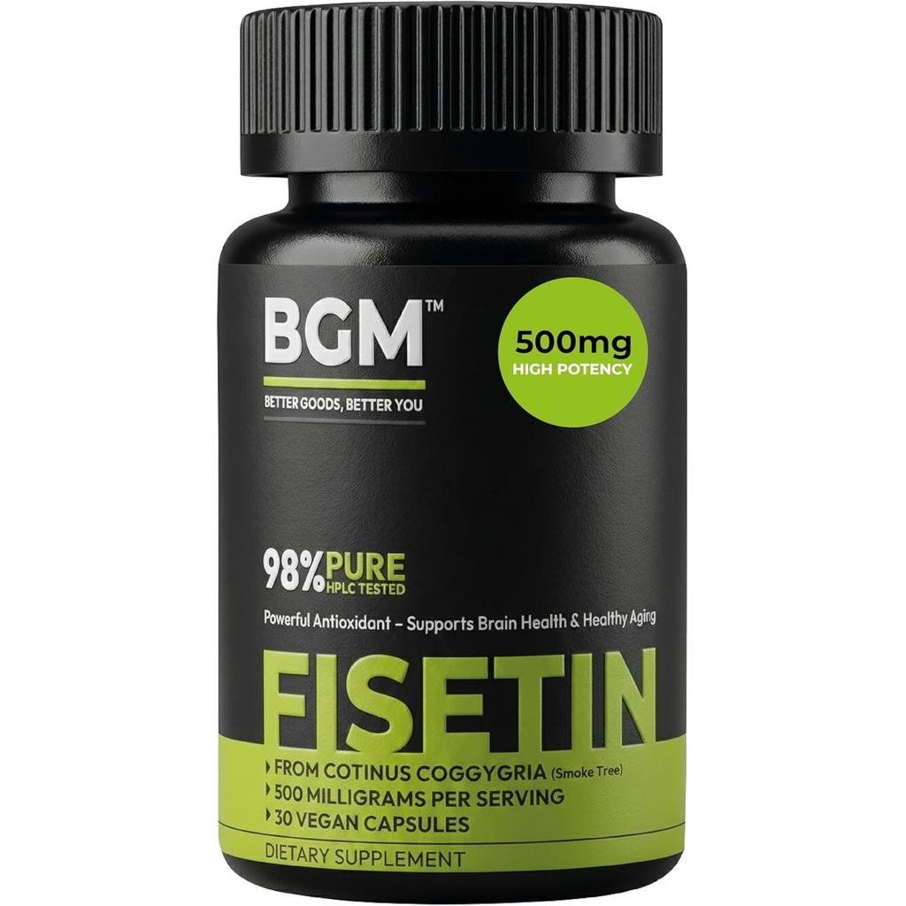 อาหารเสริม BGM Fisetin 500มก | สารสกัดจากต้นไม้ (Cotinus coggygria) | สารต้านอนุมูลอิสระบริสุทธิ์ 98