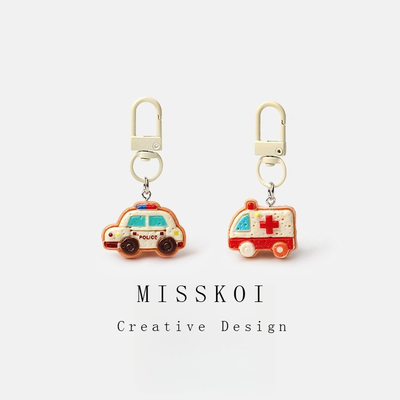 MISSKOI น่ารักสนุกบิสกิตการขนส่งพวงกุญแจ All-Match จี้กระเป๋านักเรียนนักเรียนกระเป๋าเป้สะพายหลังกระเป๋าตกแต่งอุปกรณ์เสริมตลก