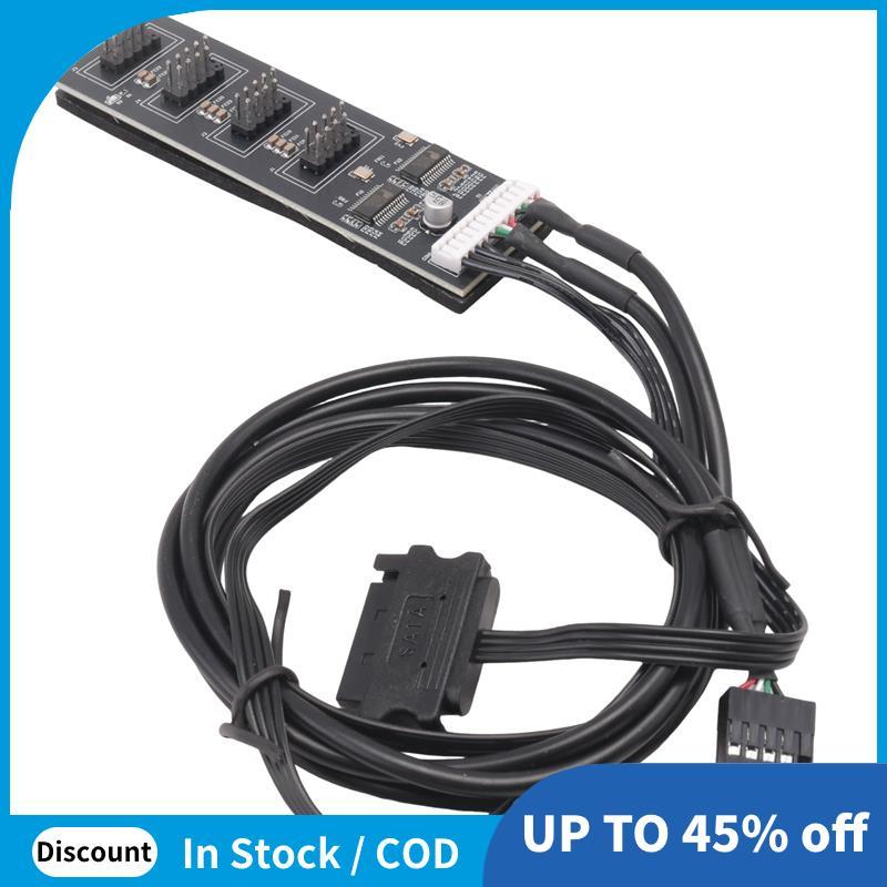 9Pin USB Header Splitter, USB 2.0 Header Splitter พร้อมสายไฟ,ฮับ USB ภายในสําหรับ CPU/RGB Light/เครื
