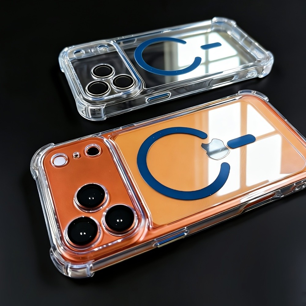 เคสโทรศัพท์-เคสโทรศัพท์ชาร์จไร้สายแม่เหล็กหรูหรา, เหมาะสําหรับ Iphone 17 Air 17 Pro Max 16 15 14 13 12 Pro Max Plus, เคสแข็งกันกระแทกโปร่งใส, พร้อมฟิล์มกันรอยเลนส์และสี่มุมกันกระแทก, Iphone ของขวัญผู้ใช้ วันหยุด หรือ ของขวัญคริสต์มาส
