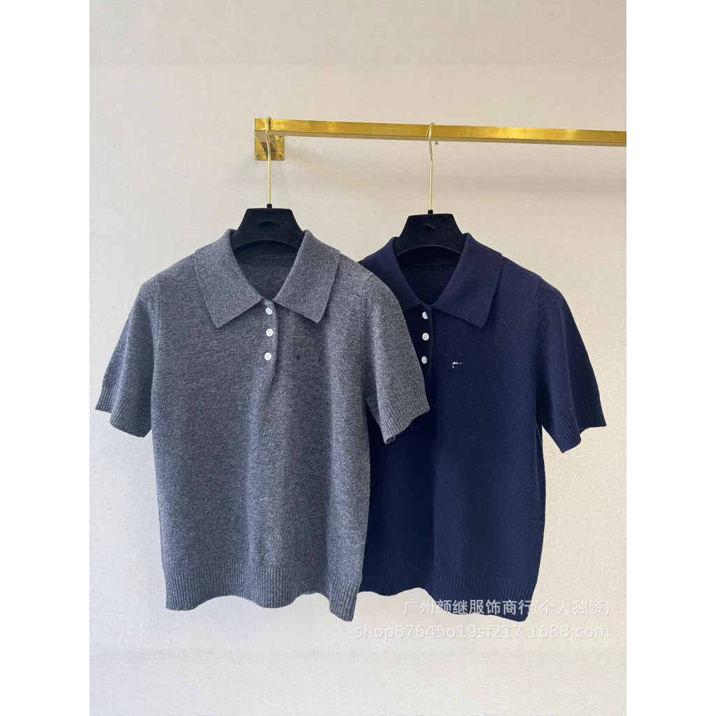 66LK M1U MM 26Spring and summer simple solid color commuting wear POLO Collared pullover knit short-