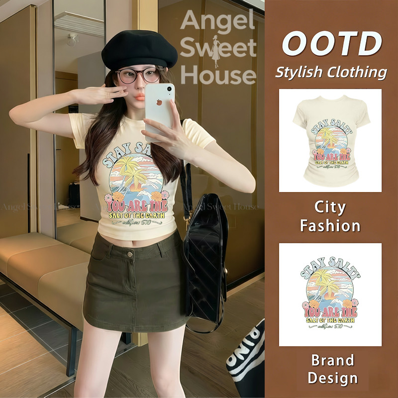 (จัดส่งตลอด 24 ชั่วโมง）Angle Official เสื้อไปทะเล รุ่นใหม่ ทีชียืดมาก ตัวแปร่ง ทันสมัย ทีชี ผ้าเบาและสบาย L161