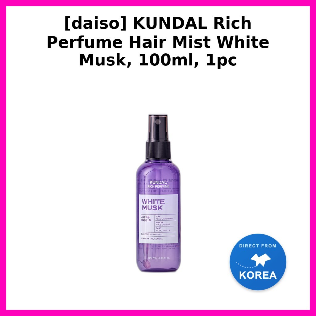 [daiso] KUNDAL Rich Perfume Hair Mist White Musk, 100ml, 1pc / Korean Hair Mist / White Musk Scent b