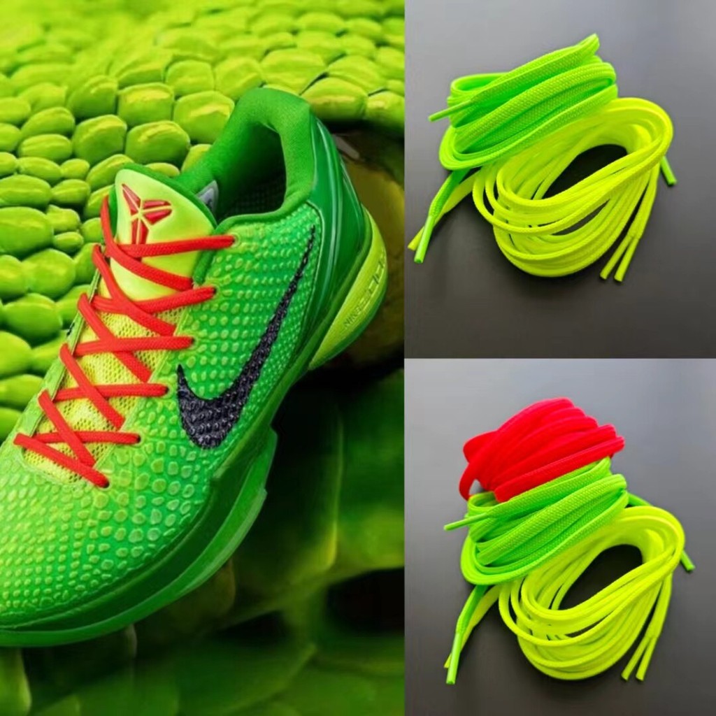 เหมาะสําหรับ Kobe6 Shoelace Kobe6 Reverse Kobe6 Hornet บาสเกตบอลเชือกผูกรองเท้าสีแดงเรืองแสงสีเขียว 