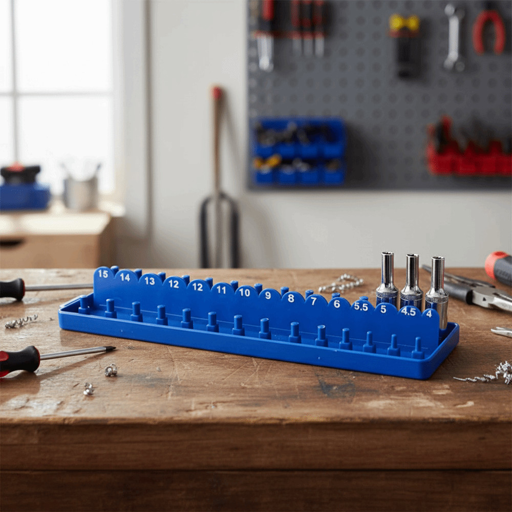 เดลเมอร์วู ถาดซ็อกเก็ต, สีฟ้า1/4นิ้วซ็อกเก็ตออแกไนเซอร์,แขนยึดการออกแบบในทางปฏิบัติที่มีคุณภาพสูงขนาดเมตริกผู้ถือประแจสิ่งจําเป็นส - รูปที่ 6