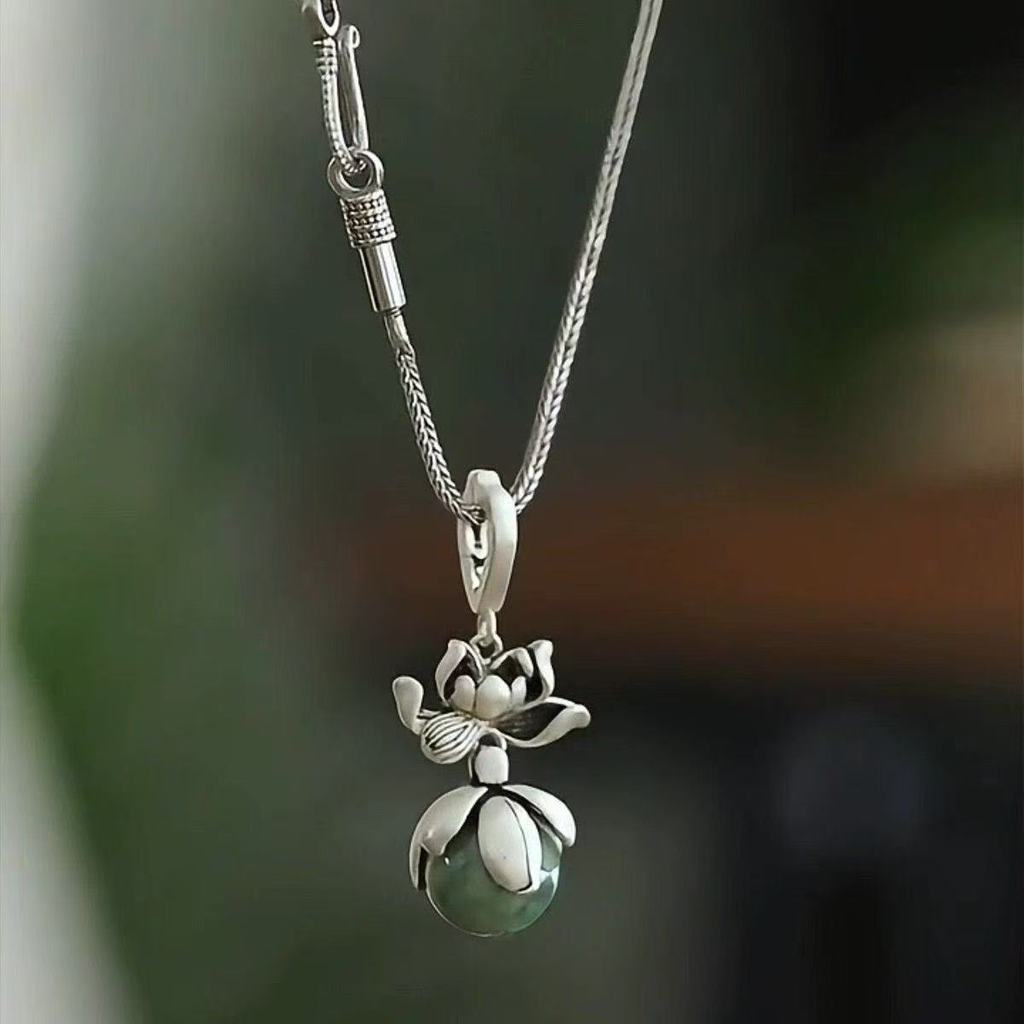 单单单古莲花吊หญิง风老小众计感轻气质สร้อยคอ Retro Lotus จี้ผู้หญิงสไตล์ชาติพันธุ์เก่าขนาดเล็ก sgh88988.my20251217