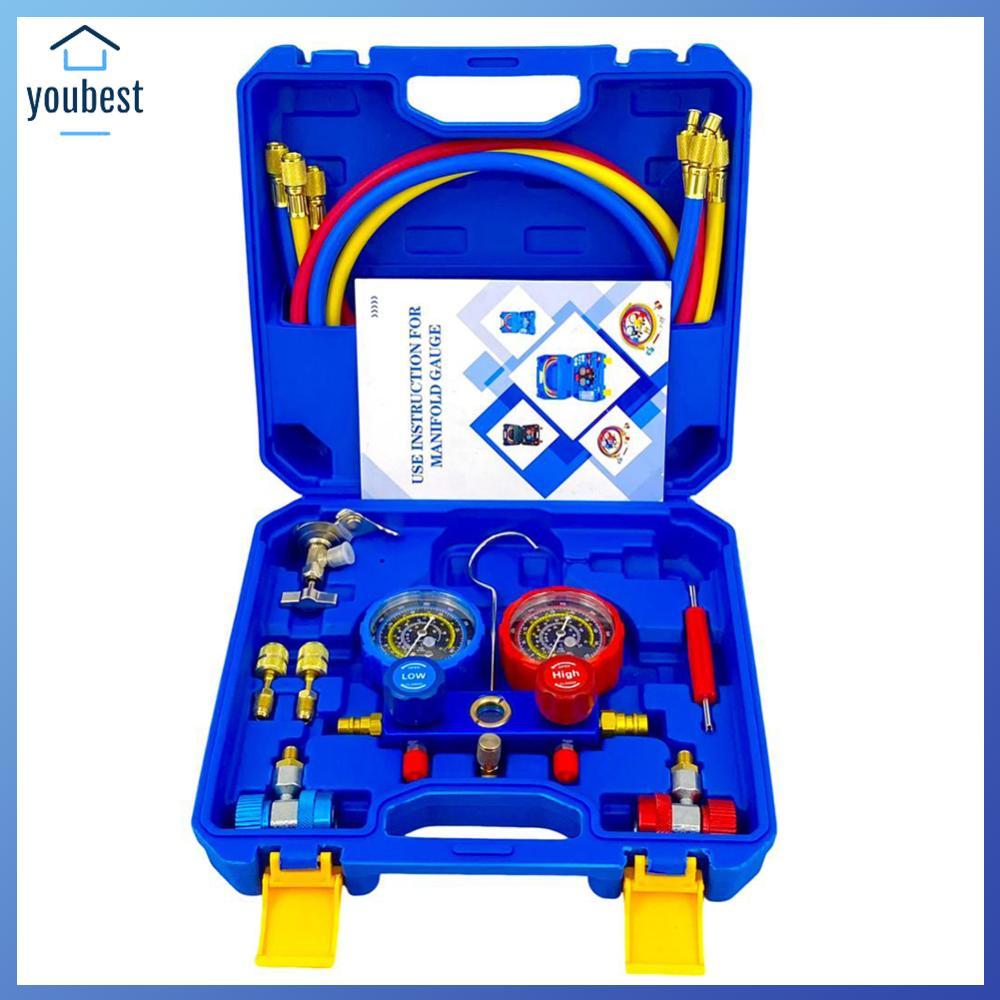 3 Way AC Manifold Gauge ชุด AC Diagnostic Manifold Gauge ชุดเครื่องปรับอากาศ Manifold Gauge สําหรับ 