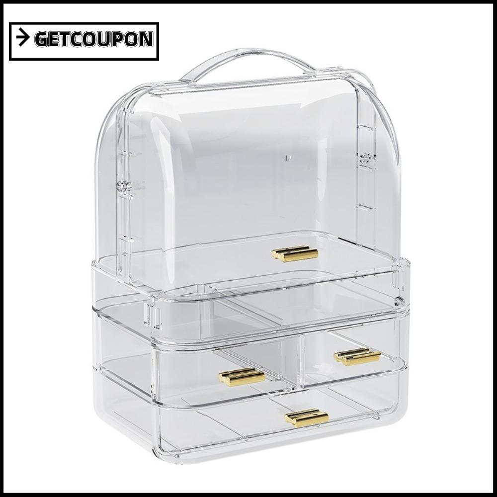 GETCOUPON Desktop Storage Rack, Multilayer Dust-proof Makeup Box, Transparent Large Capacity Multi-f
