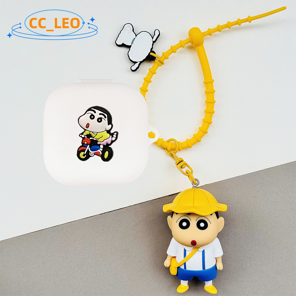 for 1MORE Ear Clip S12 Case Cute Keychain Pendant Cartoon Crayon Shin-chan Silicone Soft Case Suitab