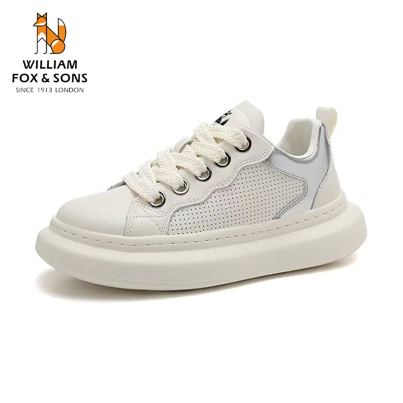 WILLIAM FOX&SONS หนังแท้ฤดูใบไม้ร่วงฤดูใบไม้ร่วงฤดูใบไม้ร่วงแฟชั่น และการระบายอากาศสูงรองเท้าพื้นไม้อัดแบบบาง