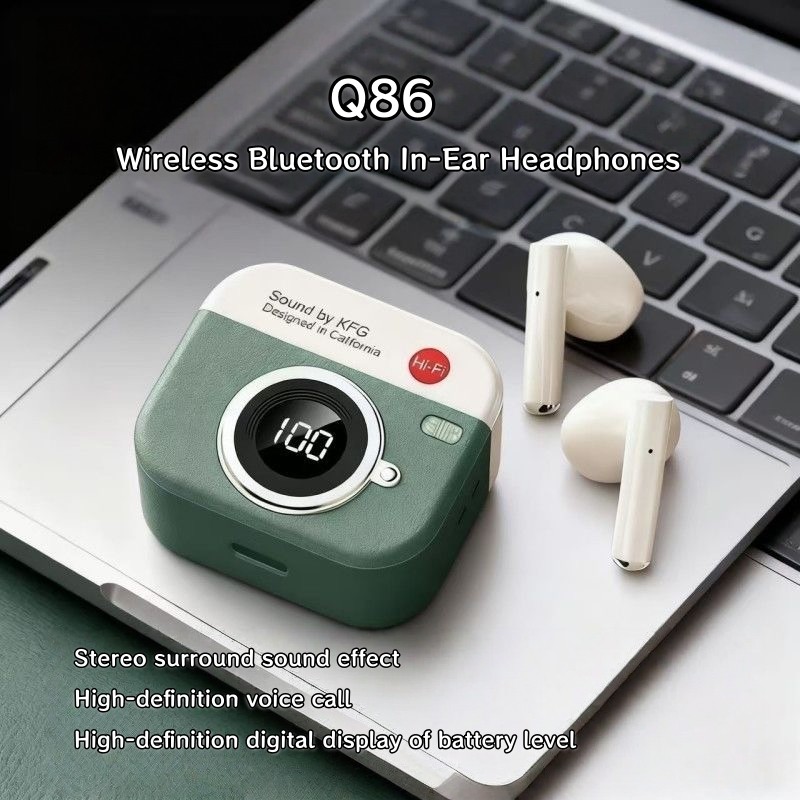ไร้สาย Q86 ในหู Bluetooth 5.4 Earbuds จอแสดงผล LED แบตเตอรี่ดิจิตอลรองรับการโทรและสัมผัสเข้ากันได้กั