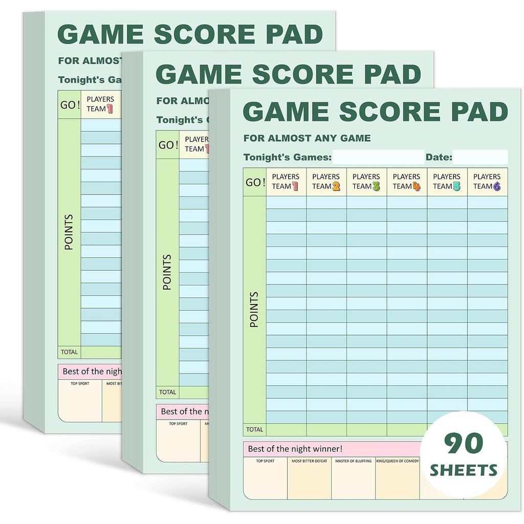 30 90 180แผ่นเกมScoreแผ่นสองด้านเกมScore Tracker 6x9นิ้วการ์ดเกมScoreแผ่นเกมScore KeeperเกมScore Not