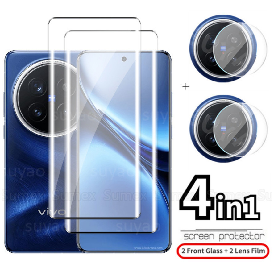 4in1 กระจกนิรภัยสําหรับ Vivo X200 Vivox200 Pro FE ฟิล์มป้องกันหน้าจอเลนส์กล้องฟิล์มป้องกันฝาครอบ Vev