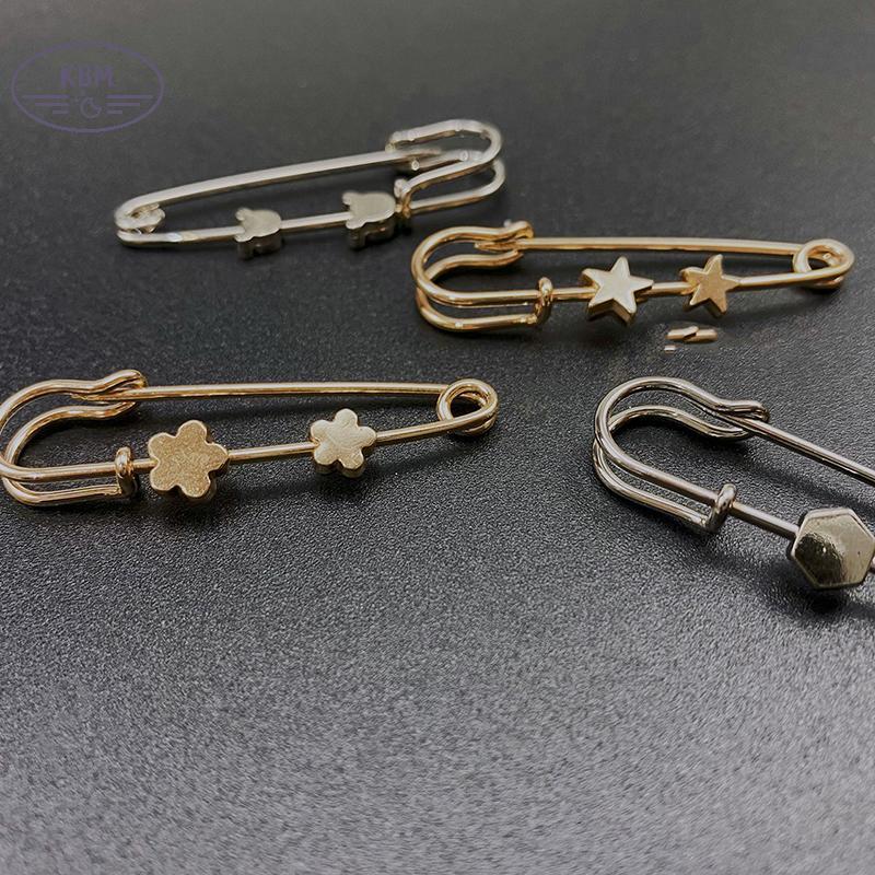 KBM Vintage Gold สี.Simple Star Bear เข็มกลัดทรงหกเหลี่ยม กันแสงสำหรับกางเกงยีนส์