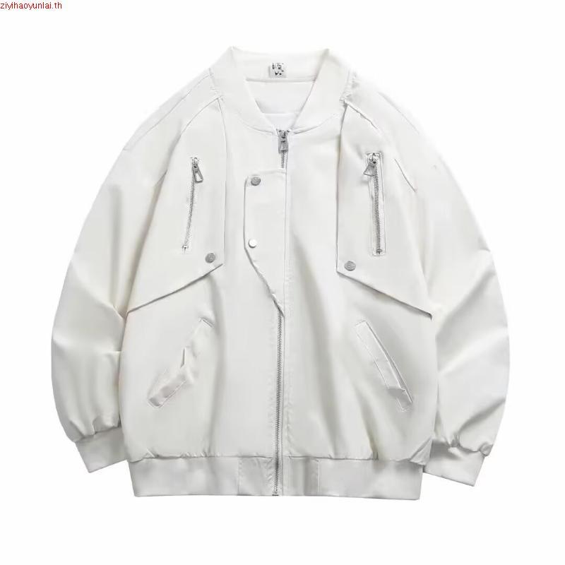 แจ็คเก็ตอาย urthe.official เสื้อโค้ทสไตล์อเมริกันไฮสตรีทชุดทำงานสำหรับผู้ชายชุดเบสบอลลำลองแมทช์ลุคง่