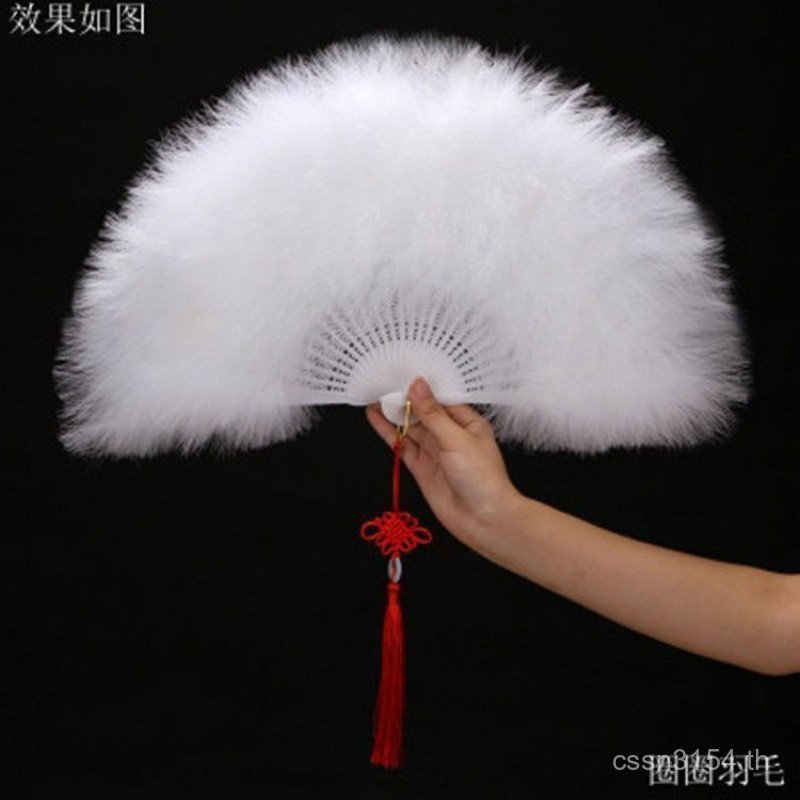 พัดลมนกยูง Influencer Cheongsam หนาประสิทธิภาพ Live Streaming Antique Dance Catwalk พัดลม Feather พั