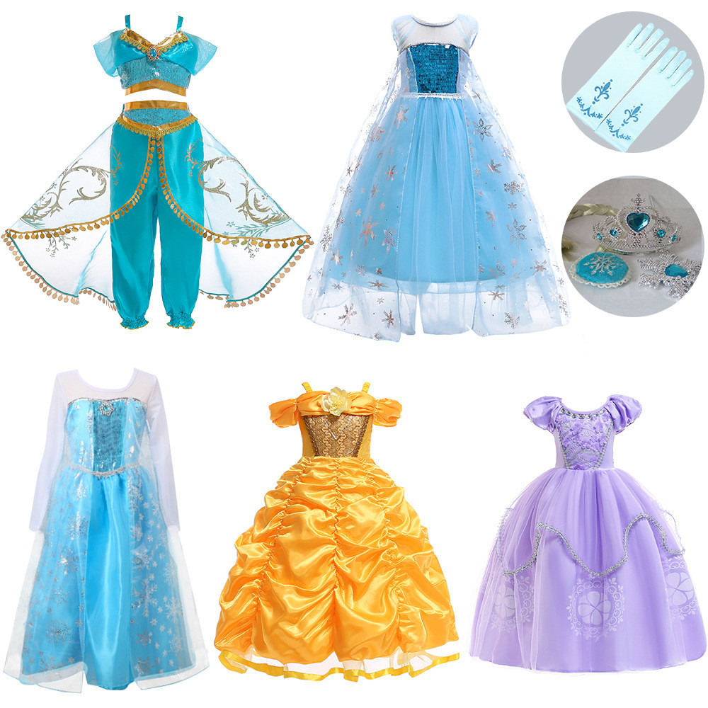 เสื้อผ้าเด็กการ์ตูนชุดเจ้าหญิงฮาโลวีนคริสต์มาสคอสเพลย์แช่แข็ง Sleeping Beauty เครื่องแต่งกาย 10.19 W