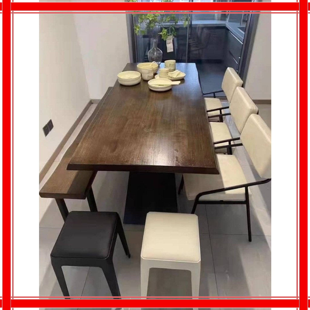 Simple solid wood dining table, office desk, dining table, Nordic style, long dining table solid woo