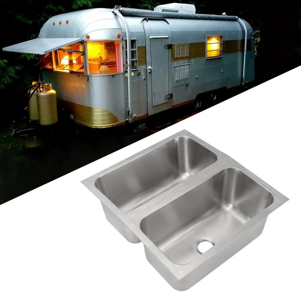 Supose อ่างล้างจาน 380x340x159 มม.สแตนเลสสตีล Drop in - Rv Dual Bowl Bar & Prep Sinks โลหะสําหรับ Ca