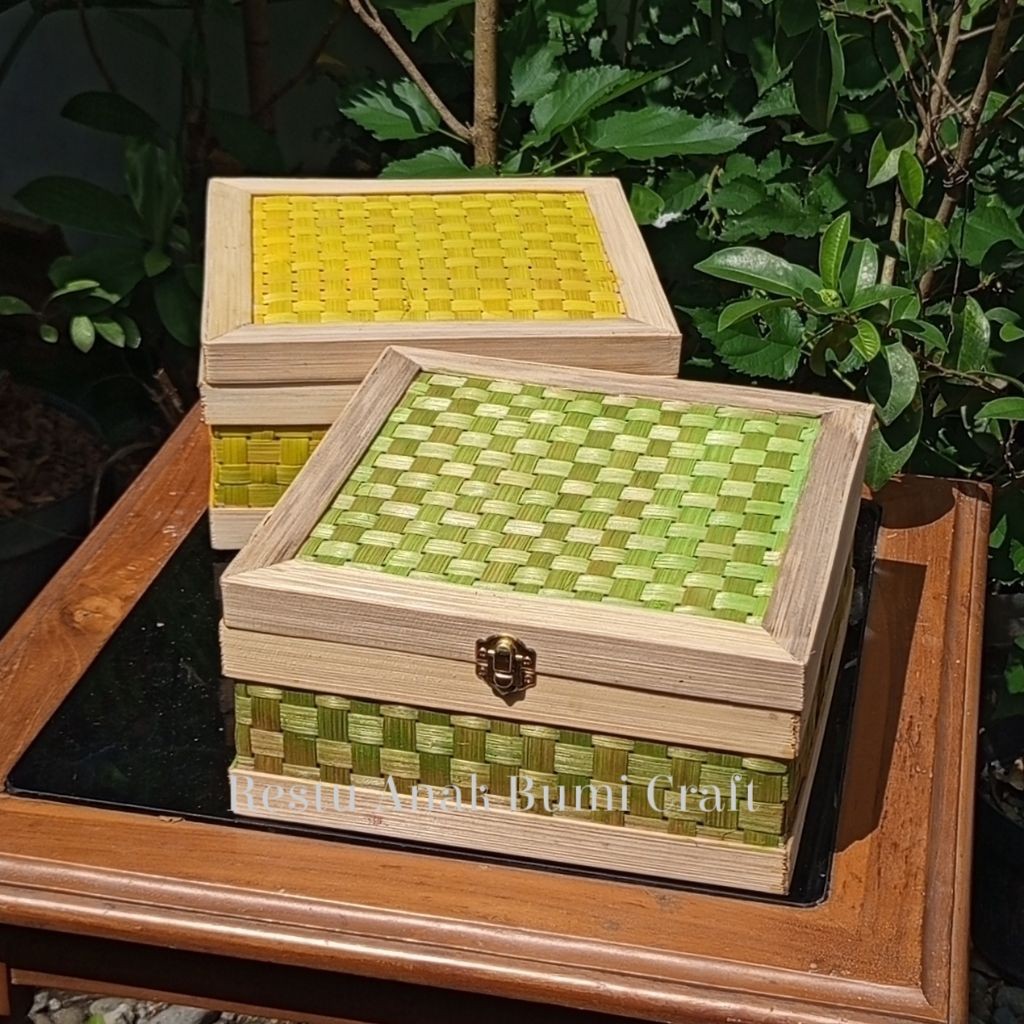 HIJAU (R25) กล่องพัสดุ กล่อง hampers กล่อง 20cm 25cm 30cm สีเขียวและสีเหลือง | ตะกร้าไม้ไผ่ | จัดส่ง